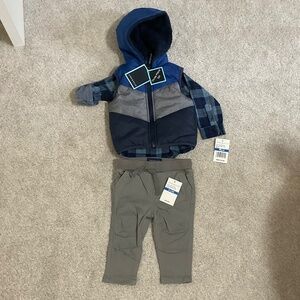 Andy and Evan infant boys 2pc Hooded Puffer Vest Shirt and Pants set 9-12M